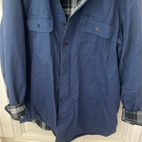 VINTAGE LL Bean Jacket Mens XL Tall Blue Canvas Chore Field Coat Plaid Lined - Picture 11 of 13